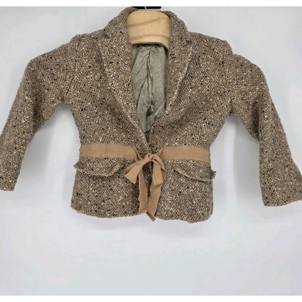 J.Crew Blazer Robert Noble Women 0 XS Brown Wool Tweed Ribbon Trim Jacket